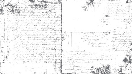 Grunge vintage handwritten texture overlay. Old ink script document design. Distressed antique paper background illustration.