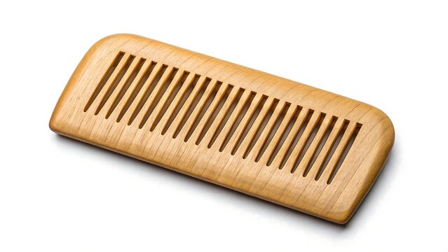 Wooden comb for hair care and grooming on white background for personal hygiene
- Powered by Adobe