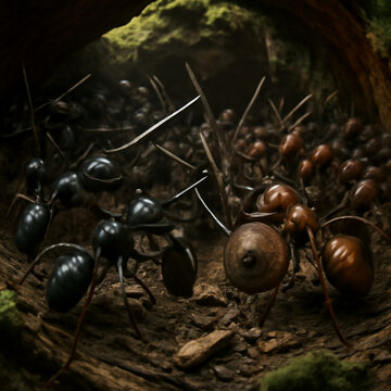 Epic battle between ant armies &ndash; macro fantasy underground war
