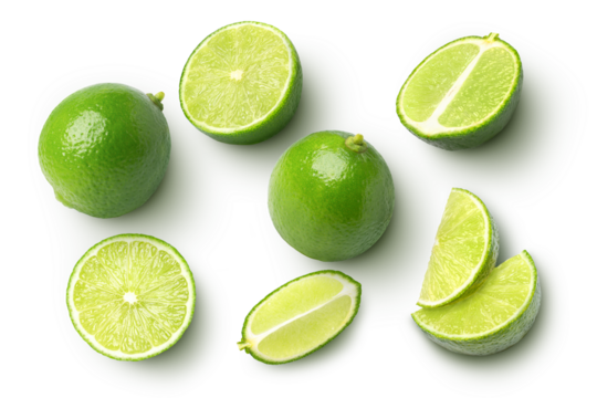 lime slices isolated on white