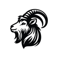 Black goat head tribal symbol vector illustration for animal tattoo design