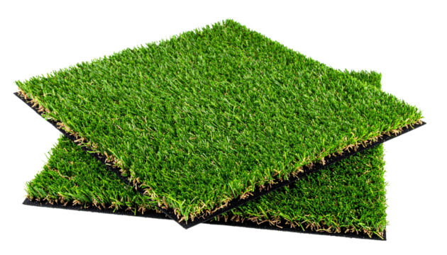 Artificial turf sample isolated on white or transparent png 