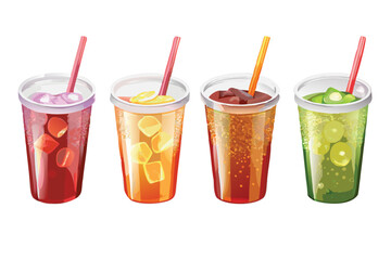 Photorealistic Soda Drinks Vector Icon Set. Realistic Cola and Lemonade with Gradient Mesh Shading