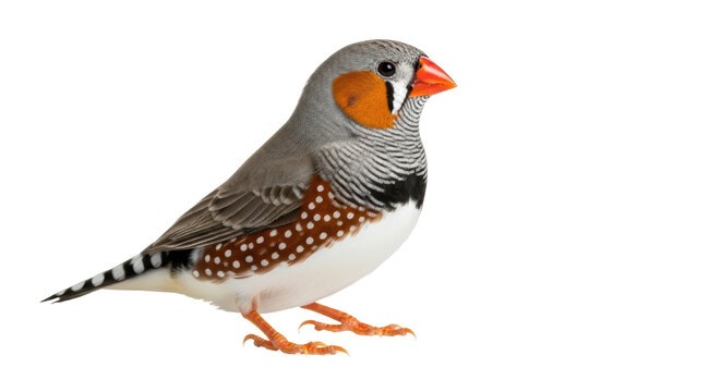 Isolated Zebra Finch on White Background