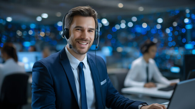 Support manager overseeing agents in control room