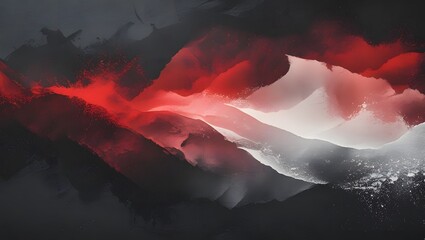 Orange fire and smoke fill the dark blue sky, reflecting in the water amidst a red mountain sunset