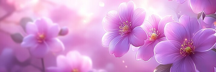 Fototapeta premium Lush Pink Blossom Symphony A Cascade of Floral Beauty on Soft Pink Canvas with Delicate Details