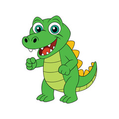 Cute And Happy Crocodile Vector Illustration, Smiling Cartoon Crocodile Character Vector Art, Adorable Crocodile With Joyful Expression Illustration