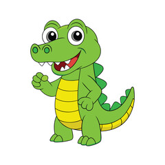 Fototapeta premium Cute And Happy Crocodile Vector Illustration, Smiling Cartoon Crocodile Character Vector Art, Adorable Crocodile With Joyful Expression Illustration