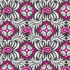 Paisley Flower Design Pattern, background, texture, fabric, paper print.