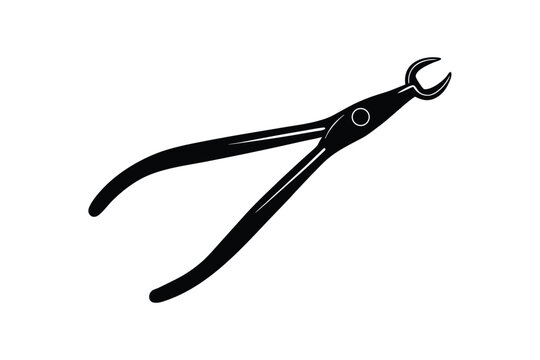 black dental pliers on white background clip art preview