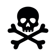 Pirate skull with crossbones silhouette for danger sign
