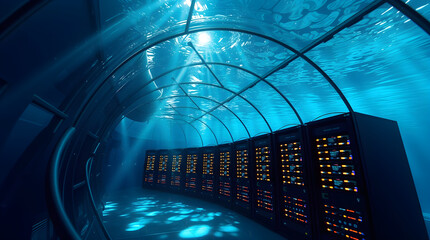 Underwater data center with illuminated servers