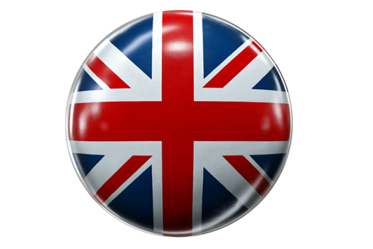 Union jack badge isolated on transparent background
