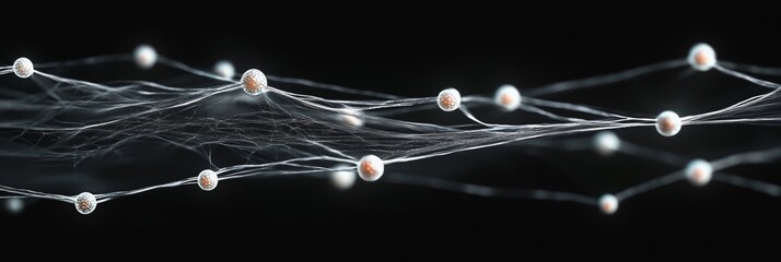 Futuristic Neural Network Connection with Wire Mesh Structure over Black Background Featuring Nodes