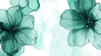 Elegant floral design with mint green hues and abstract flowers for weddings and branding projects.