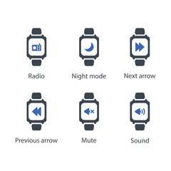 Radio, Night mode, Next arrow, Previous arrow, Mute, Sound, icon