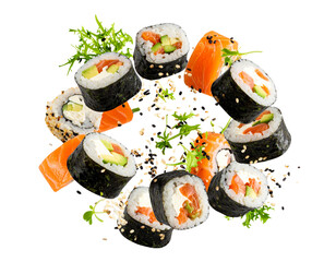 set of sushi on white