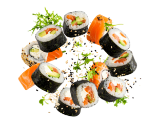 set of sushi on white