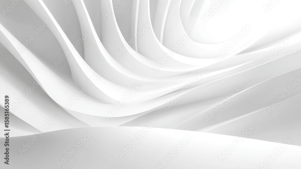 Fototapete abstract minimalist architecture featuring white curved surfaces and smooth light rendering for a mo