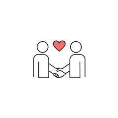 Minimalist Illustration of Two Figures Shaking Hands with a Heart Symbol