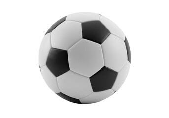 A classic black and white soccer ball isolated on a transparent background