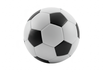 A classic black and white soccer ball isolated on a transparent background