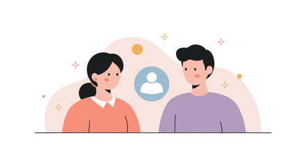 Fototapeta premium Meeting new colleague in flat vector style 