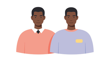 Fototapeta premium Black male colleagues in flat vector style 