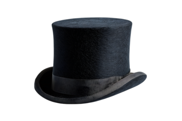 Vintage black top hat isolated on a white background
