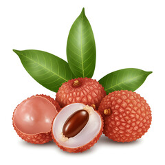 Ripe red strawberries with bright green leafy tops attached