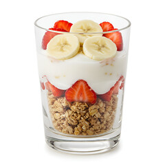 Elegant parfait dessert with layers of cream and fruit