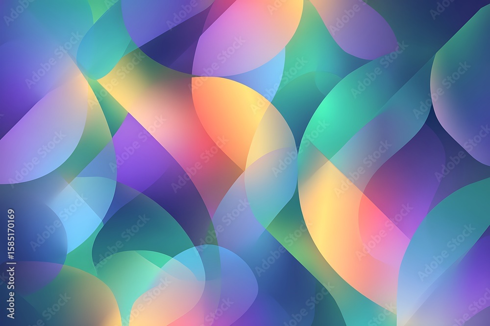 Poster vibrant gradient overlay abstract design with smooth flowing shapes and soft lighting effects creati
