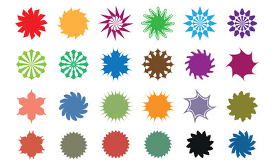 Colorful starburst and splash shape vector collection