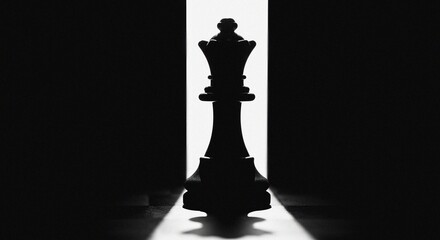 Chess Queen Silhouette in Dramatic Lighting