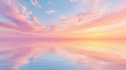 Obraz premium Serene Sunset Over Calm Ocean Water with Beautiful Pink and Orange Sky Reflections
