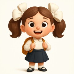 Smiling Schoolgirl in Classic Uniform. AI Generative.