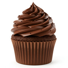 Decadent chocolate cupcake with rich swirled frosting on top