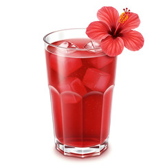 Red fruit smoothie drink served in transparent glass tumbler