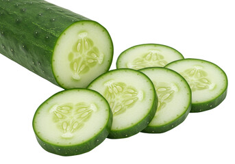 Isolated Freshly Sliced Cucumber Segments