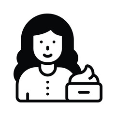 Visually appealing glyph icon showing girl skincare