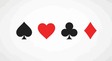 Card Suits: A collection of vibrant playing card suits, meticulously arranged, conveying elements of chance, strategy, and the timeless allure of games.