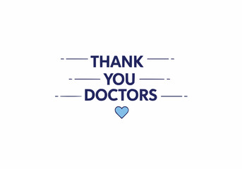 Thank you doctors sign with heart symbol in minimalist design  