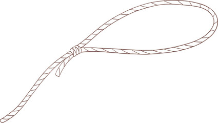 Cowgirl Rope Noose loop Knot Outline Illustration_2