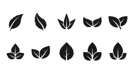 Leaf Icons in Black and White: A collection of meticulously crafted leaf icons in striking black and white, perfect for adding a touch of elegance to any design project.