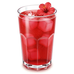 Red berry smoothie drink in clear glass with garnish