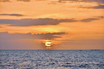 	
Sunset sky clouds in the Evening with Golden orange sunlight in golden hour, Dusk sky background	

