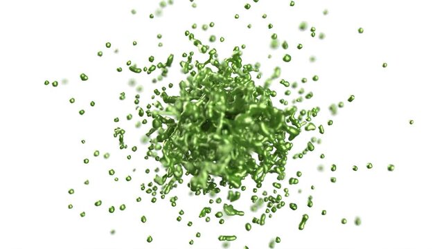 Green splash drop on white bg able to loop endless 4k
