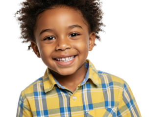 Isolated Adorable Smiling African American Boy with Cheerful Expression