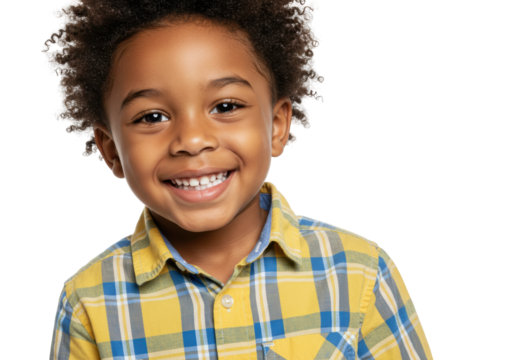 Isolated Adorable Smiling African American Boy with Cheerful Expression - Powered by Adobe